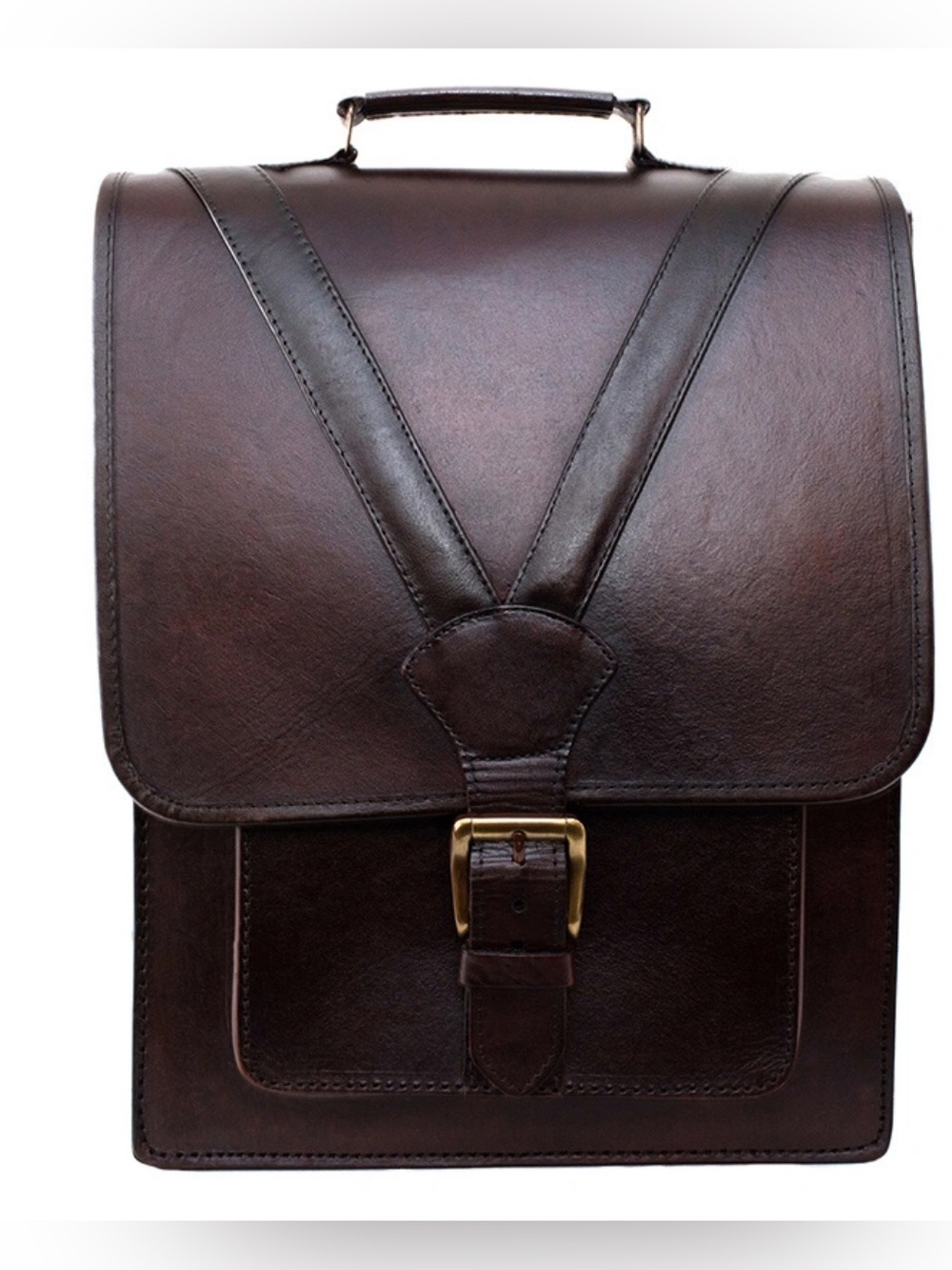 Stefano classic old-school leather backpack (medium)